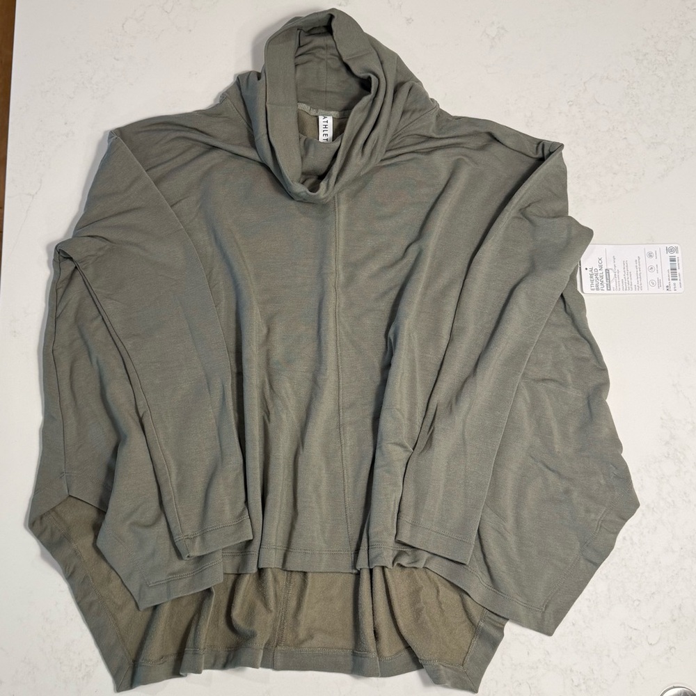 NWT Athleta oversized funnel neck sweatshirt, size XS, army green color